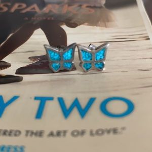 Vintage Mini Turquoise/Silver Butterfly Earrings